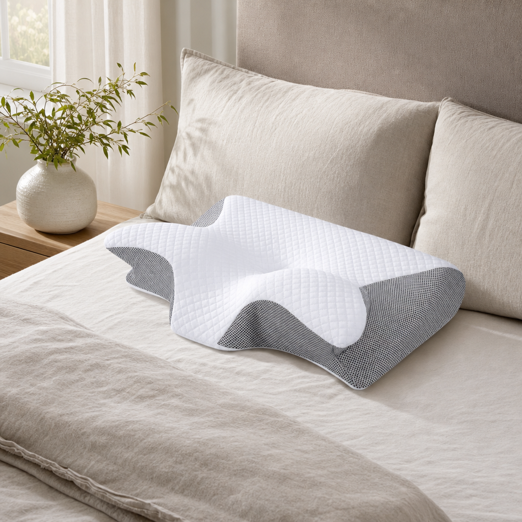 Butterfly-Contour Pillow — Four Colors — in use