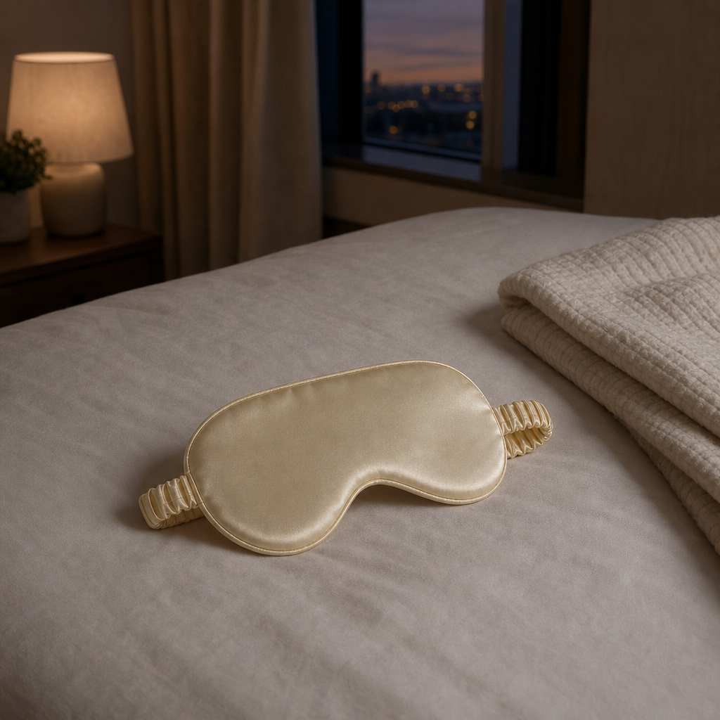 Light-Blocking Sleep Mask — in use