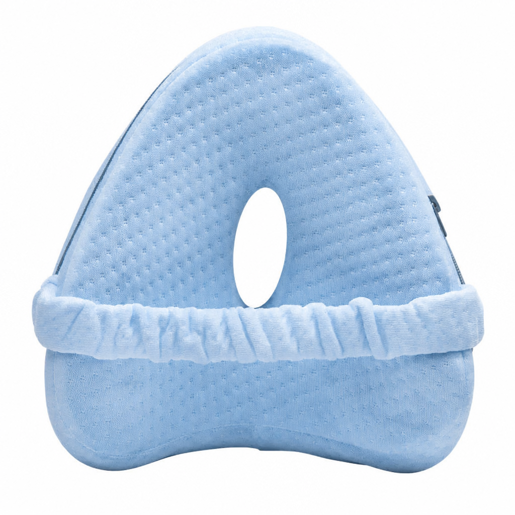 Contoured Knee Pillow for Side Sleeping — blue colour