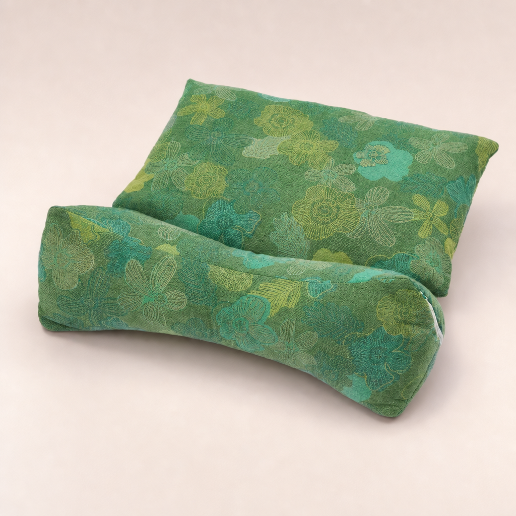 Two-Piece Modular Pillow Set — green floral colour